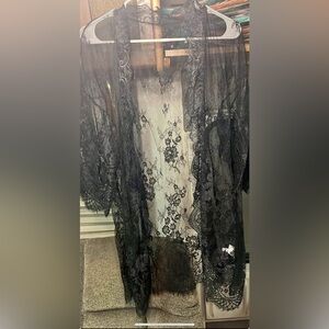 Elegant Black Lace Robe